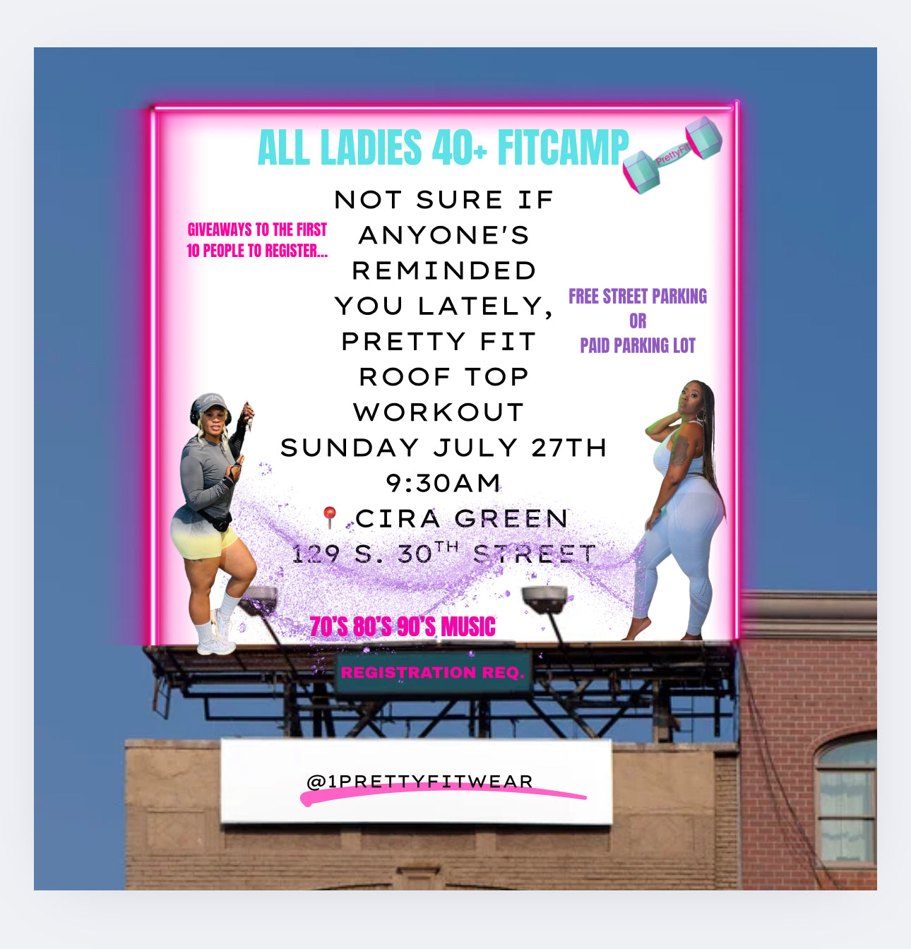 Ladies Rooftop Fitcamp -                Sunday July 27th 2025              9:30AM to 10:30AM                           📍Cira Green 129 S. 30th st.